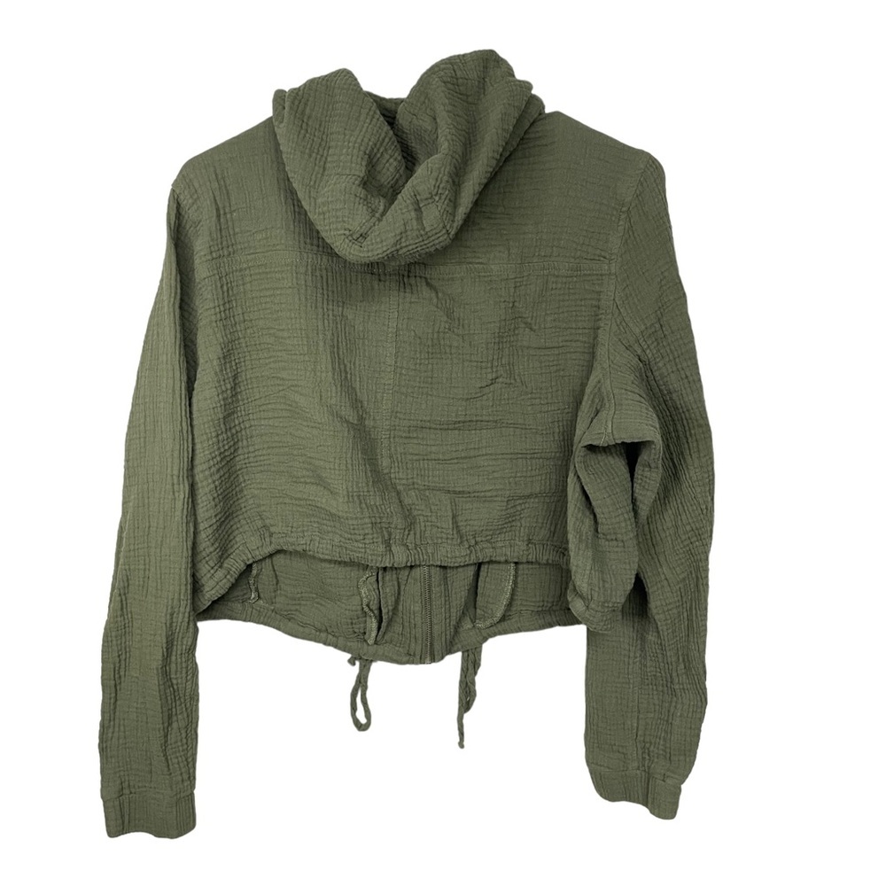 torrid Olive Green Textured Button-Up Hooded Utility Jacket - Picture 2 of 8